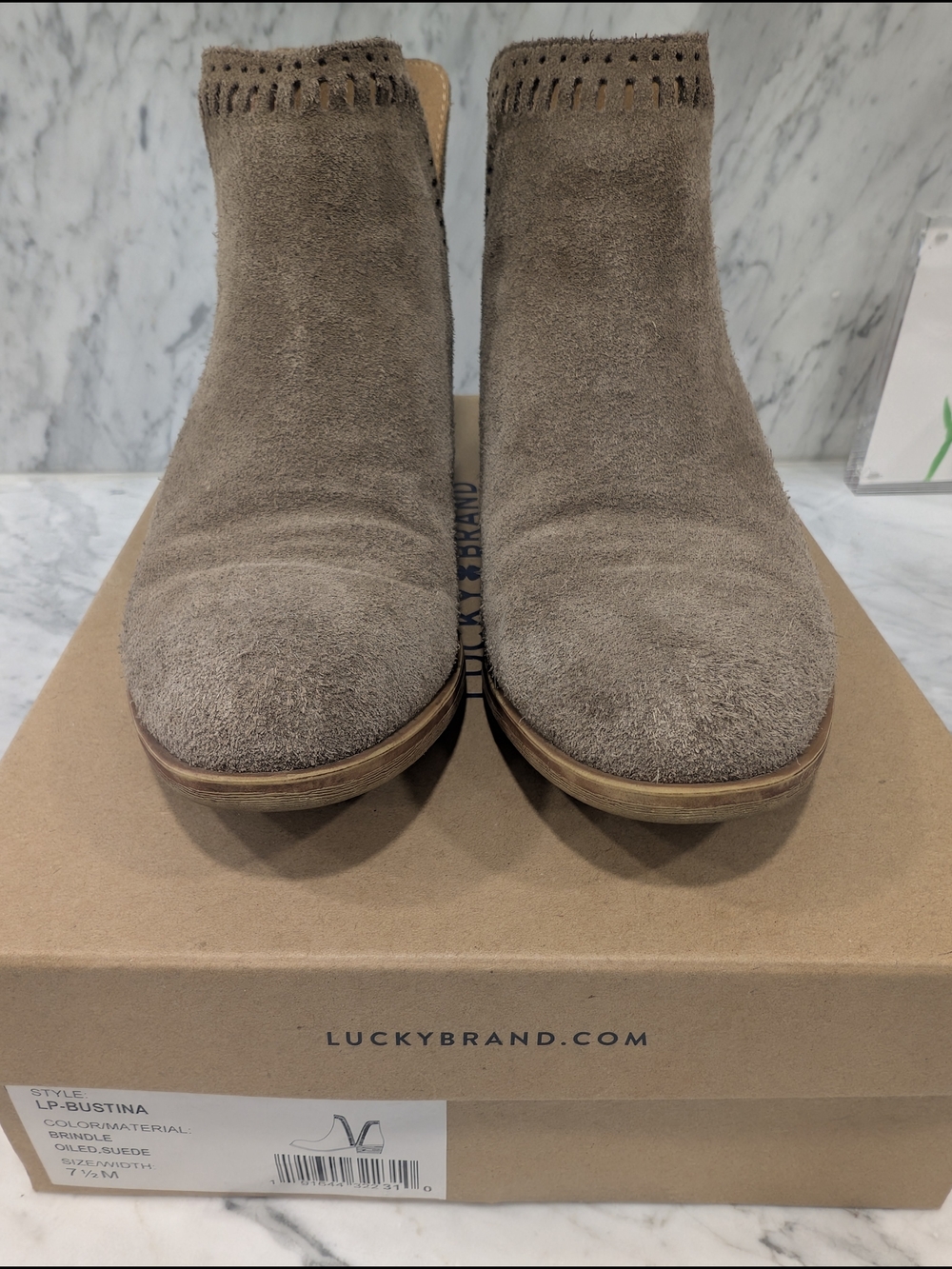 Lucky Brand Taupe Suede Ankle Boots